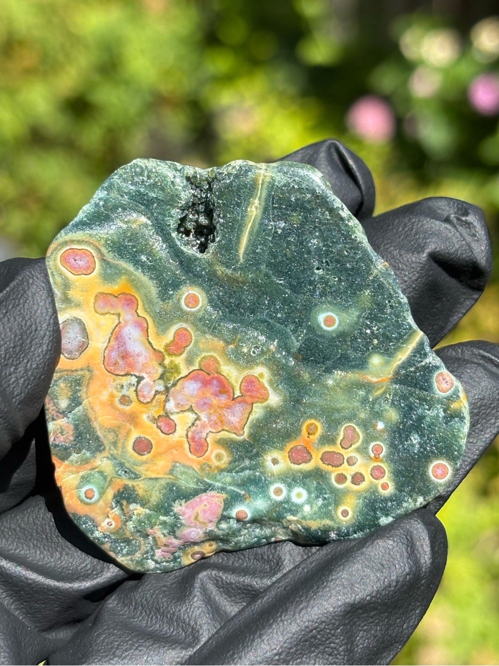 Ocean Jasper Freeform with Druzy - Polished Sea Jasper - Orbicular Jasper
